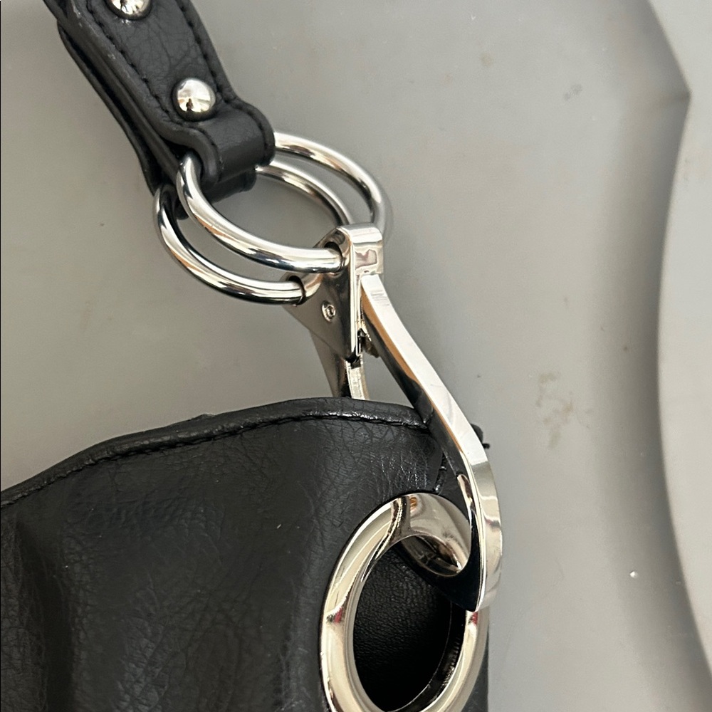 Elegant Alyssa Black Hobo Bag with Silver Buckle Details - Picture 6 of 6